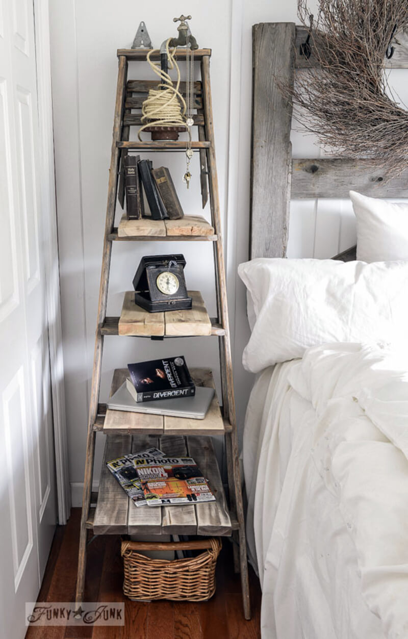 diy rustic home decor stepladder side table