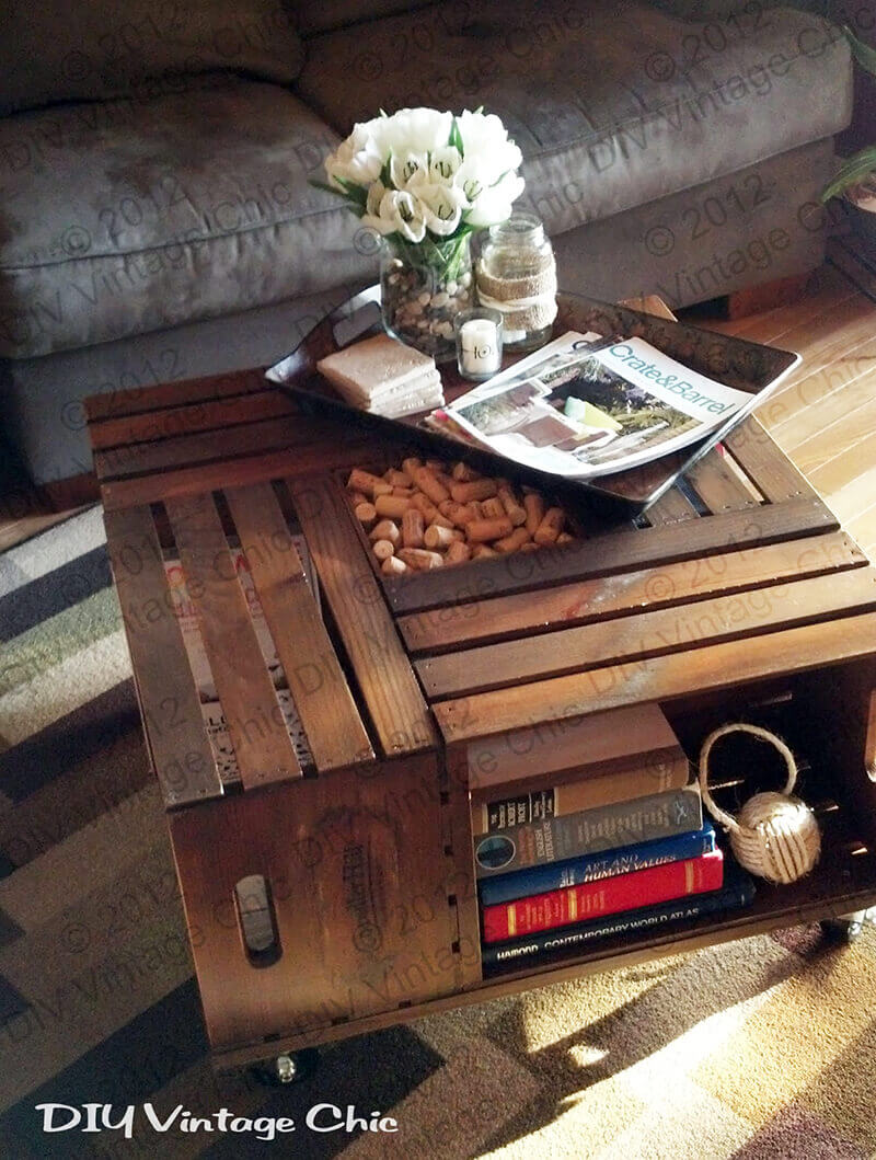 diy rustic home decor wine crate coffee table